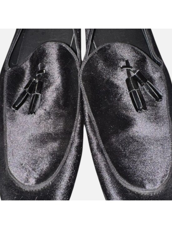 Genio Hand Made Velvet Tassel Loafers 45 12 Formal Dress Shoes Smoking Slippers main image 5